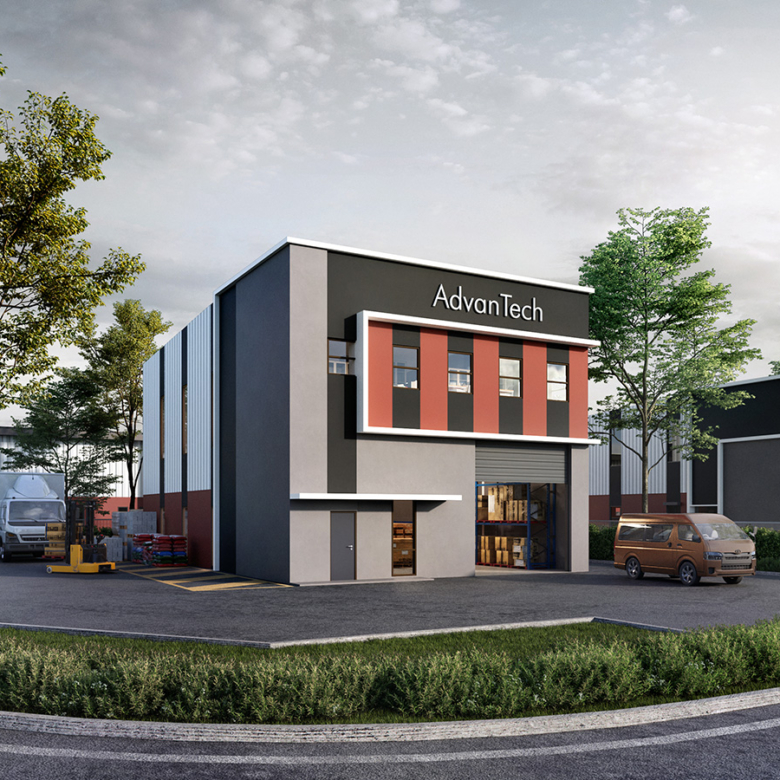 ortus park bandar springhill one half storey detached factory facade